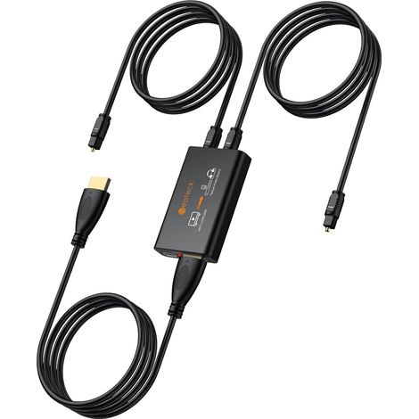 Extracteur Audio eARC HDMI ARC Adapter Convertisseur HDMI ARC vers Optique - Double Sortie Optique Répartiteur Audio TV pour Barre de Son Casque Ampli Home Cinéma 192KHz Sans Perte (1/5)