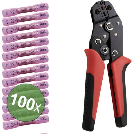 TRU COMPONENTS TC-13448588 Stoßverbinder mit Schrumpfschlauch 0.5 mm² 1.5 mm² Vollisoliert Rot 100 S
