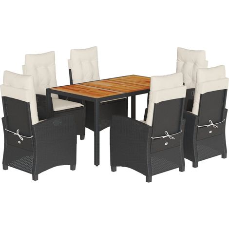 Maison Exclusive - 7-tlg. Garten-Essgruppe mit Kissen Schwarz Pol
