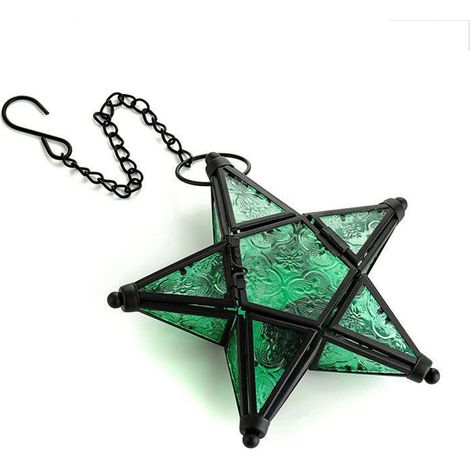 Candle Pendant - Embossed Glass Five-Pointed Star - Hanging Wind Lamp for Aromatherapy Candles - Home Decoration - 1 Piece (1/5)