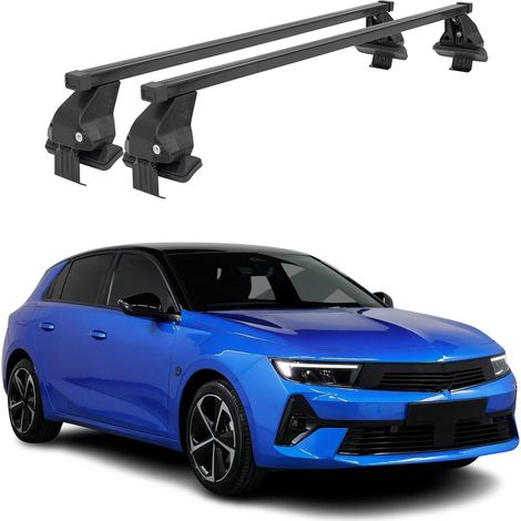 OMAC Dachträger Querträger Stahl für Opel Asta L 2021-2026 – Abschließbar – City-Crash-getestet – DIN 75302:2019 – ISO/PAS 11154:2006 – Max. 50 kg Schwarz