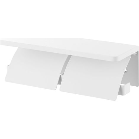 Porte-Papier Toilette Double Mural, Blanc, Acier, Minimaliste, 12 x 28,5 x 8,5 cm (L x L x H) (1/5)
