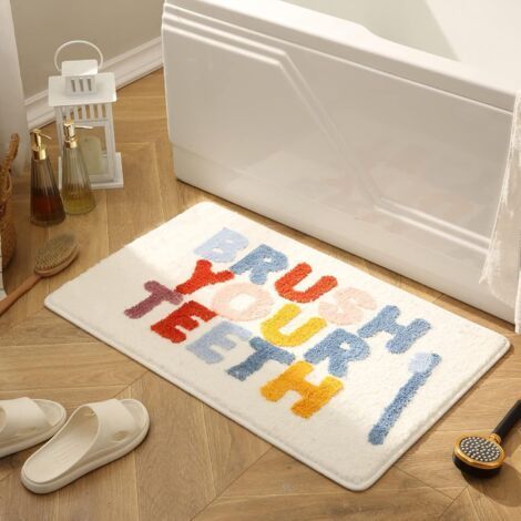 FENOPLASTICATapis de Salle de Bain Mignons Tapis de Salle de Bain pour Enfants en Microfibre Absorbant antidérapant pour Salle de Bain Amusante - Éclatement des Dents (1/5)