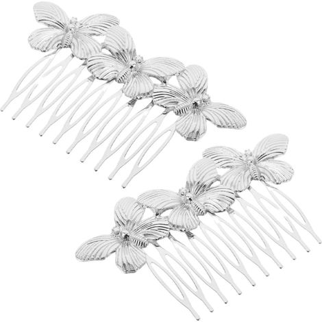 2 Pieces Vintage Silver Alloy Hair Clips for Women (1/5)