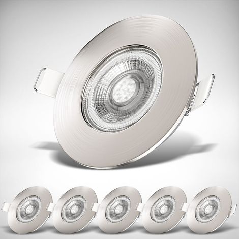 B.K.Licht Lot de 6 spots LED encastrables salle de bain IP44 étanches ultra-plats nickel mat Ø68 mm avec LED 4,9 W 480 lm 3000 K lumière blanc chaud design moderne