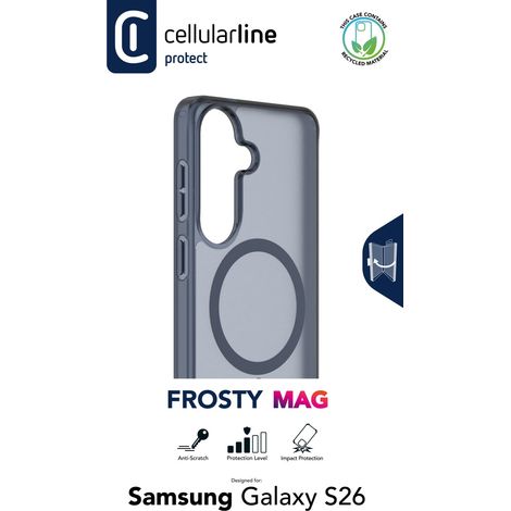 Cellularline FROSTY MAG - Galaxy S26 Cover semi-trasparente con finitura opaca e bordi colorati, compatibile con l’ecosistema Qi2 e accessori magnetici per smartphone Samsung. (1/2)