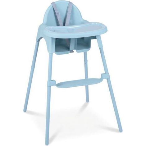 Chaise Haute Bébé Évolutive 4 en 1, Double Plateau Amovible, Harnais 5 Points, 2 Hauteurs pour Repas et Jeux 6-36 Mois, Bleu (1/5)