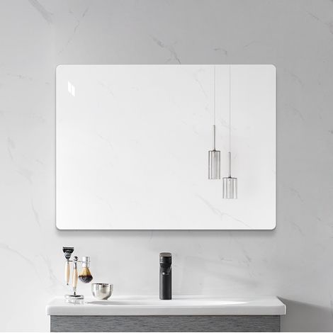 Miroir mural sans cadre 100x75 cm en verre argenté, installation horizontale ou verticale – MEUBLIV (1/5)