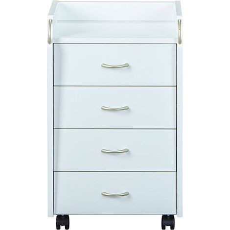 Prosar Kommode Rollcontainer, 4 Schubladen, weiss.