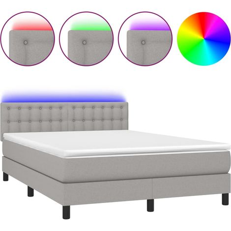Maison Exclusive - Letto a Molle Materasso e LED Grigio Chiaro 140x200 cm Tessuto