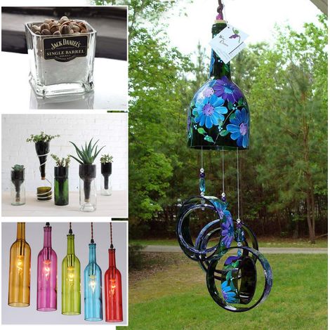 GARRYFIZH Ensemble de 19 coupe-bouteilles en verre amélioré pour sculpteurs de vin et de bière carrés et ronds, adapté aux supports de coupe en métal à faire soi-même.