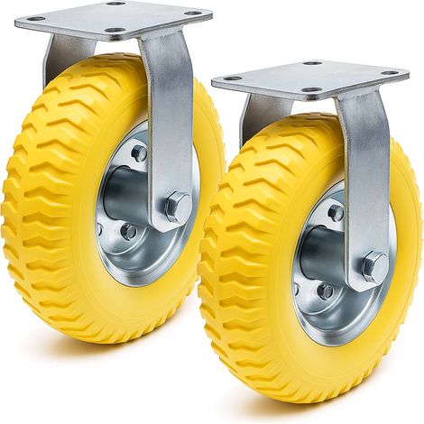 Wiltec – Roulette fixe increvable 225 mm – Capacité 100 kg – Roue en PU pour surfaces délicates – Plaque de montage robuste – Transport meuble silencieux