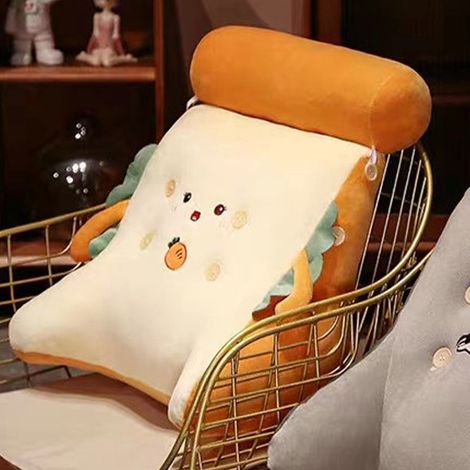 Coussin de dossier avec housse lavable et amovible, doux et moelleux, motif animal de dessin animé, pour chaise de bureau ou chevet, carotte (1/5)