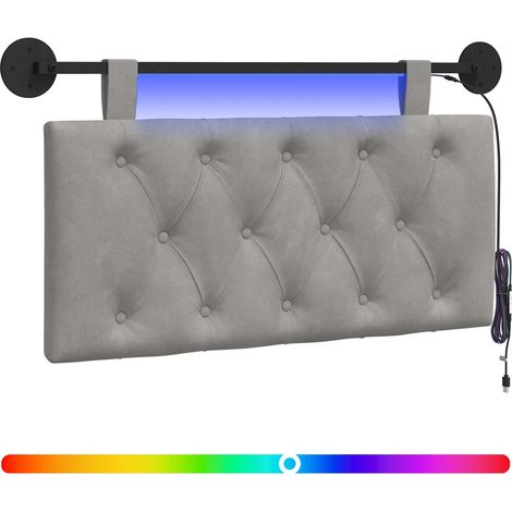 Maison Exclusive - Testiera sospesa Con luce LED Grigio Chiaro Velluto (1/5)