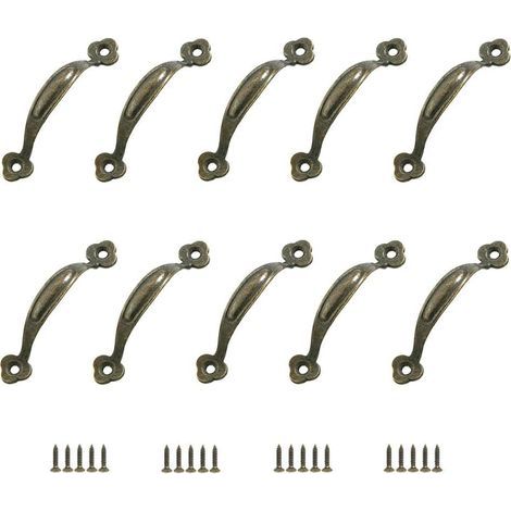 CCYKXA 10 Pcs Retro Furniture Handles Door Knobs Pulls Center to Center Rustic Zinc Alloy For Kitchen Barn Door Garden Shed Wooden Cabinet Drawer(80MM)