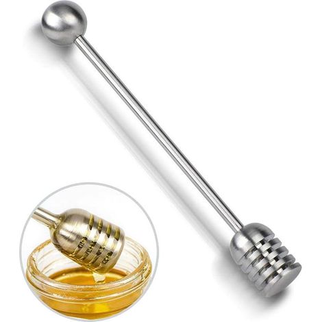Cuillère à miel - Pelle à miel - Cuillère à miel et sirop - Cuillère à miel en acier inoxydable - Mélangeur à miel droit - Ustensiles de cuisine - Accessoires de cuisine - Pour thé, café, chocolat et (1/5)