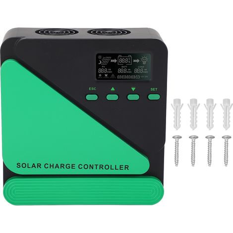 Ortviai Régulateur de charge solaire MPPT 12 V / 24 V avec écran LCD rétroéclairé et double port USB 5 V / 3 A (1/5)