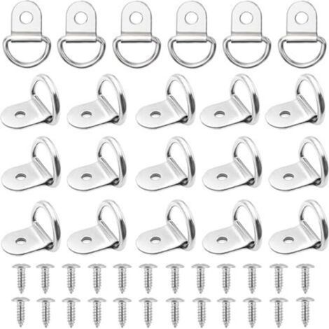 20pcs Foldable 304 Stainless Steel Tie Down Rings, Trailer Lashing Rings, Lashing Hook, with 20pcs Screws (1/5)