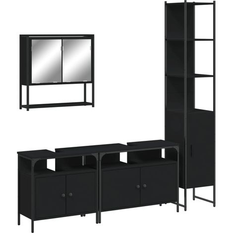 Maison Exclusive - 4-tlg. Badmöbel-Set Schwarz Holzwerkstoff