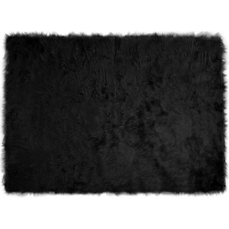Maison Exclusive - Alfombra de de oveja sintética TAFALLA Negro 1