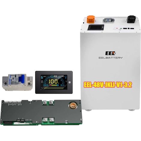 Boîte de batterie, construction en métal durable, adaptée aux batteries LiFePO4, 3.2 en LCD - Disjoncteur, 200A BMS (1/2)