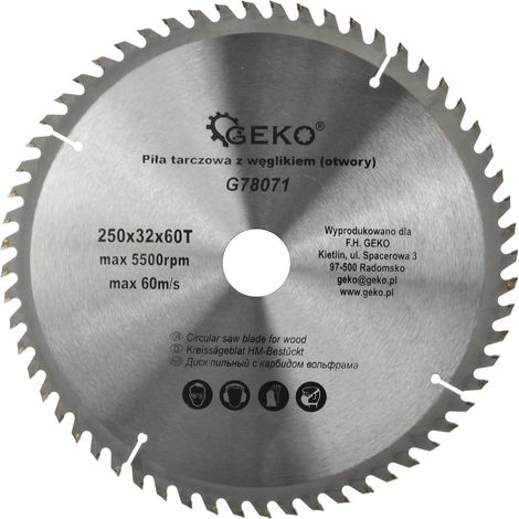 Hoja de sierra para madera 250x32x60T(agujeros) (25/50)