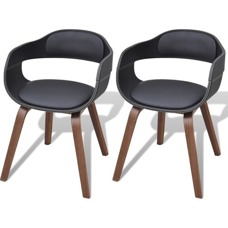 Esszimmerstühle 2 Stk. Schwarz Bugholz und Kunstleder vidaXL