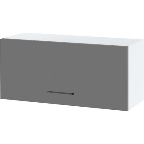 Meuble haut SLIM de cuisine Lovia Gris Mat 1 porte relevable L 80 cm - Porte avec poignée apparente Grey (1/2)