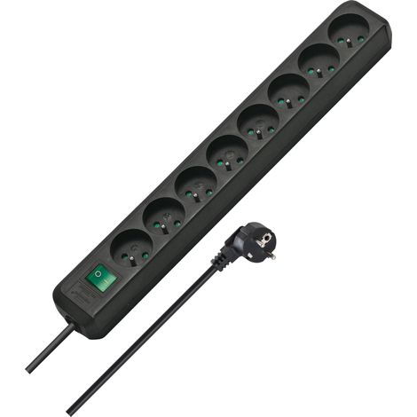 Bloc multiprise Eco-Line 8 Prises, 3m H05VV-F 3G1,5, Noir (1/5)