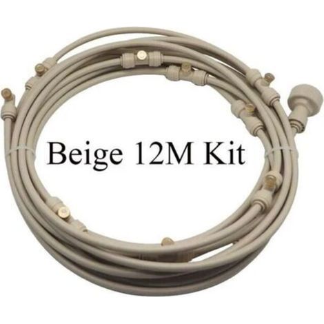 Ventilateur et brumisateur extérieurSystème de refroidissement par brumisation extérieur arroseur d'eau pré-assemblé pour patio, jardin, serre, plantes, kit d'arrosage 6-18 mètres, kit beige 12 m (1/5)