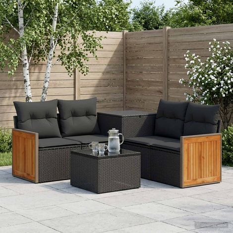 vidaXL Juego de Sofá 6 uds. Negro 55 x 55 x 37 cm (1/5)