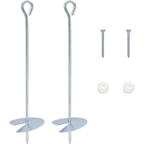 Ancora per Terra 2 pcs Argento Ø10 x 40 cm Metallo Galvanizzato vidaXL