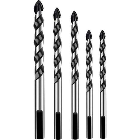 5 Pcs Foret, Foret de Maçonnerie en Carbure de Tungstène Set Pour Métal Acier, Tuile De Céramique Porcelaine, Béton, Brique, Plastique Et Bois - 62 /8/10 /12mm (1/5)