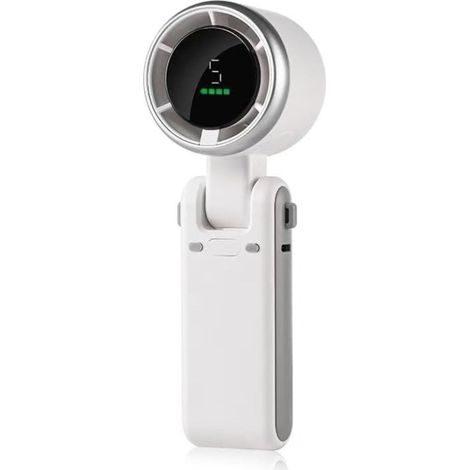 Mini ventilateur portable rechargeable, 5 vitesses élevées, réglable, 3600 mAh, ventilateur de voyage-Blanc (1/5)
