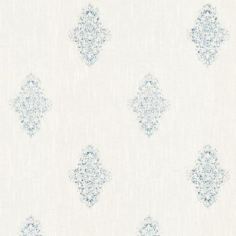 Papel pintado barroco Profhome 319461 papel pintado textil ligeramente texturado de estilo barroco mate blanco plata 5,33 m2