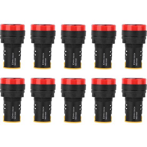 Lot de 10 voyants lumineux d'alimentation LED BERM, boîtier en polycarbonate ignifugé, diamètre 22 mm, 110 V, AD16-22D/S