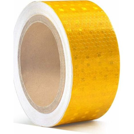 BUNTHAUS 5 cm x 10 m reflektierendes Warnband, fluoreszierendes reflektierendes Klebeband, Sicherheitsstreifenaufkleber für Nachtsichtbarkeit, gelb (1/5)