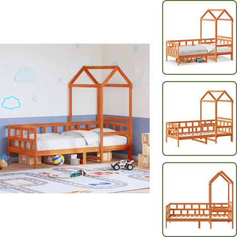 Lit de jour avec toit sans matelas 80x200 cm bois massif - Lit Convertible - Lit Enfant - Canapé Lit - Meuble Multifonction - Lit Coffre (1/5)