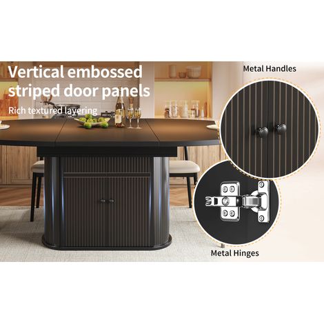 Tavolo da pranzo allungabile 118-158x118x76,5 cm in MDF nero con contenitore - MEUBLIV (1/5)