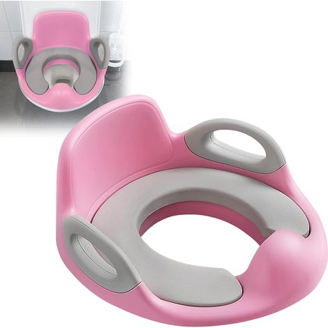 Siège de toilette enfant JeiibrZui - Design ergonomique avec poignées antidérapantes - Compatible avec les toilettes OVU - Protection anti-éclaboussures incluse - Coussin souple en PU - Rose (1/5)