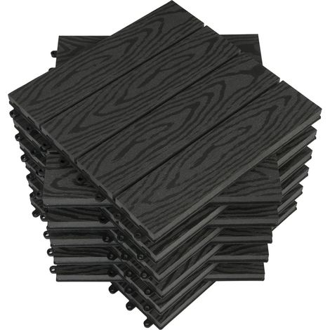 Woltu – Dalle WPC 30x30cm pour terrasse et jardin – Composite bois-plastique antidérapant – Résistant aux UV et facile à installer – GTF002AN2