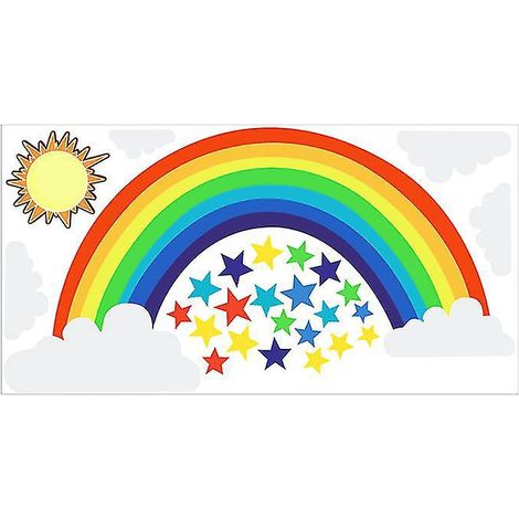 Stück Regenbogen-Stern-Sonnen-Wandaufkleber