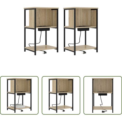 vidaXL Commode bois - Cabinet de chevet 2 pcs Chêne Sonoma 38 x 31 x 61 cm (1/5)