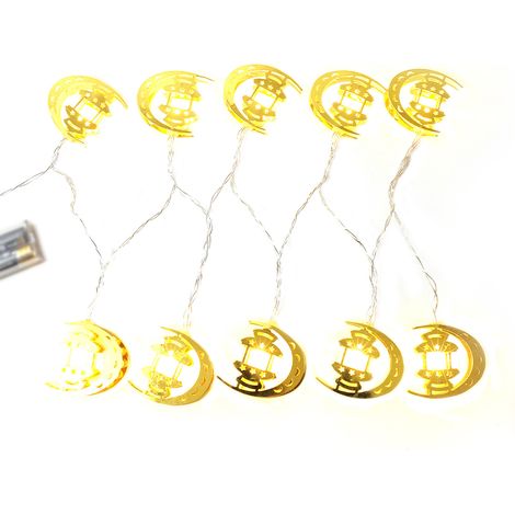 Guirnalda de luces con forma de luna y farolillo, 1,5 m, 10 LED, luz blanca cálida. (1/5)