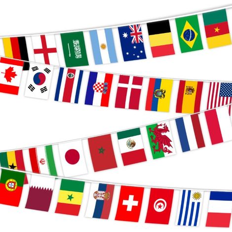 Drape De Drapeaux - 100 Pays - Polyester - Double Face - Résistant Au Vent - Pour Décoration Intérieure Et Extérieure - Lot De 1