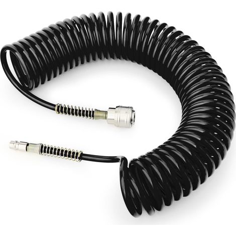 1 Tuyau Air Spirale 8mm, Raccord Rapide 1/4", Matériau Polyuréthane, Pour Compresseur Et Outils Pneumatiques (1/5)