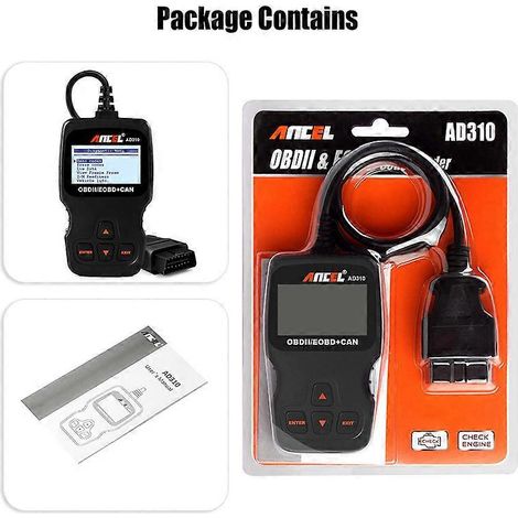 ANCEL AD310 Classic Scanner OBD II universel amélioré pour voiture - Lecteur de codes défauts moteur CAN - Outil de diagnostic noir (1/5)