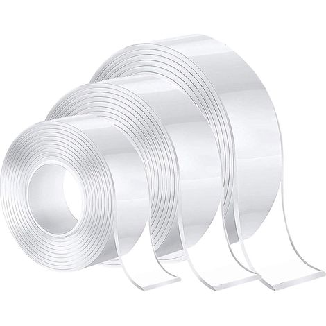 Ruban adhésif double face extra fort,Scotch double face Réutilisable(grand 3 cm, moyen 2 cm, petit 1 cm)