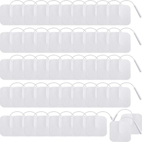 Lot de 50 électrodes Tens-EMS : 40 x 40 mm, électrodes Tens auto-adhésives réutilisables pour électrostimulateurs, pour soulager les muscles, le dos et les douleurs articulaires (1/5)