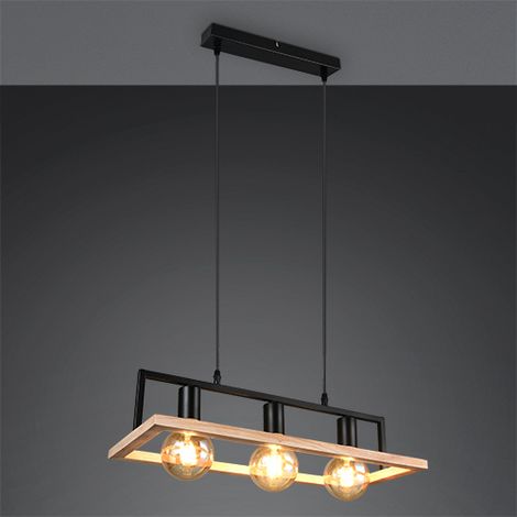 Lampe pendante de conception Bano noir avec bois - R36693032